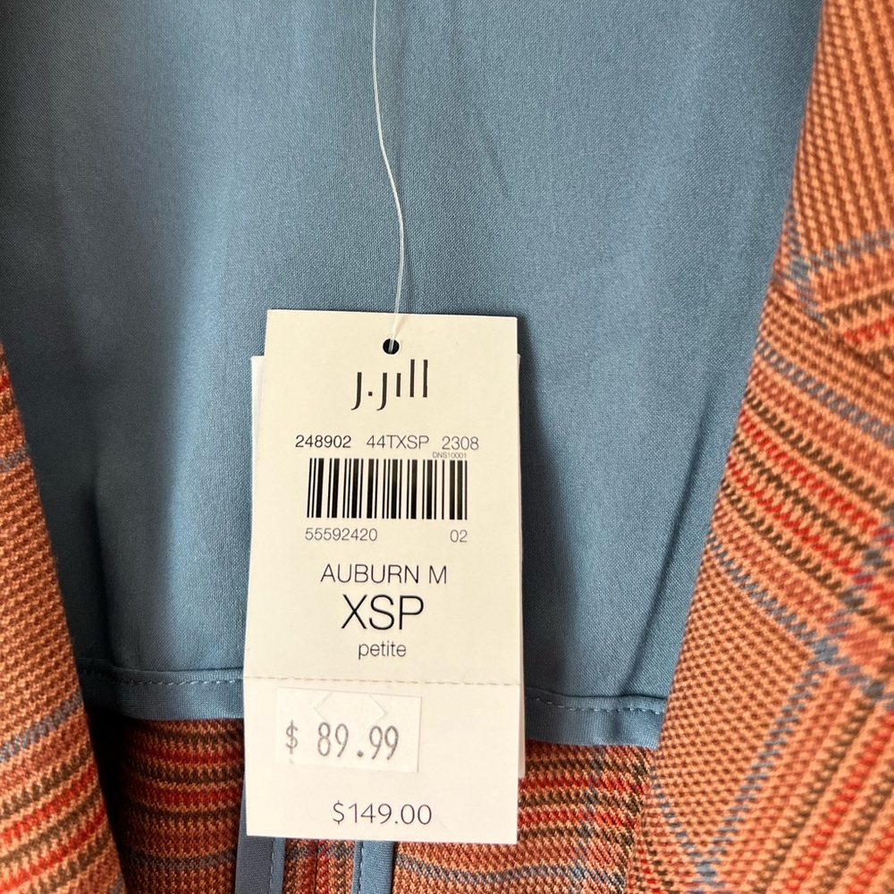 J.Jill Auburn & Blue Plaid One-Button Mendocino Blazer NWT - Picture 4 of 6